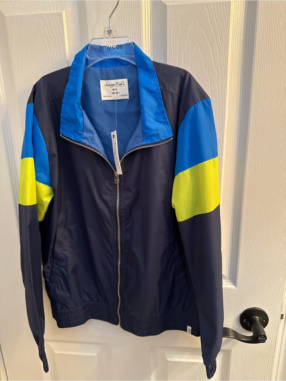 Sovereign Code Navy Windbreaker Jacket with Blue and Neon Yellow Panels
